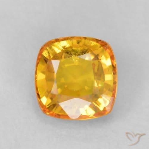 0.68ct Medium Orange Sapphire, Cushion Cut, 4.7x4.6 mm