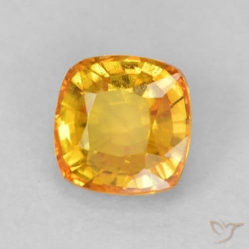 0.68ct Medium Orange Sapphire, Cushion Cut, 4.7x4.6 mm