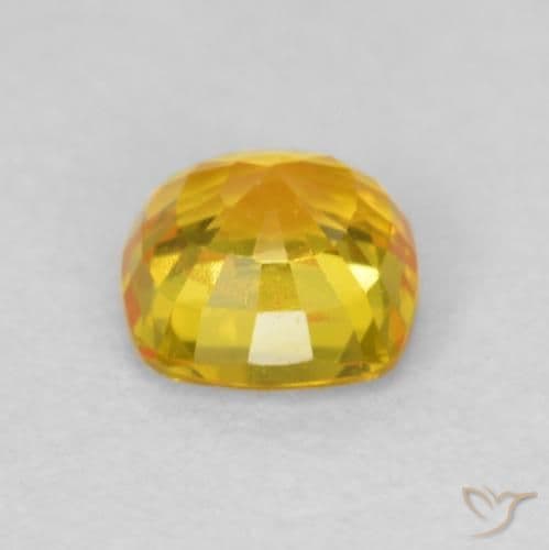 0.68ct Medium Orange Sapphire, Cushion Cut, 4.7x4.6 mm