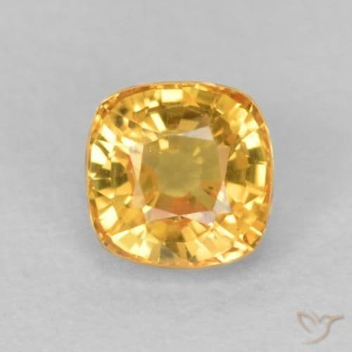 0.63ct Natural Bright Gold Sapphire, Cushion Cut, 4.4x4.4 mm