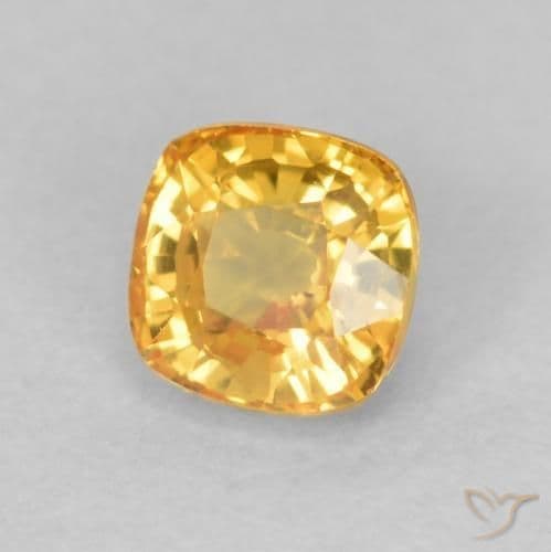 0.63ct Natural Bright Gold Sapphire, Cushion Cut, 4.4x4.4 mm