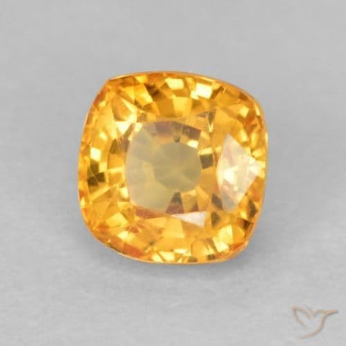 0.73ct Medium Orange Sapphire, Cushion Cut, 4.6x4.5 mm