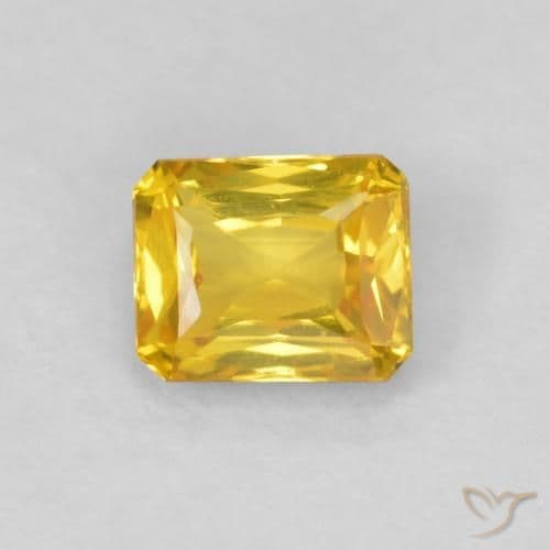 0.49ct Natural Medium Gold Sapphire, Emerald Cut, 4.8x3.9 mm