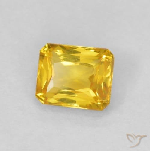 0.48ct Golden-Orange Sapphire, Emerald Cut, 4.7x3.9 mm
