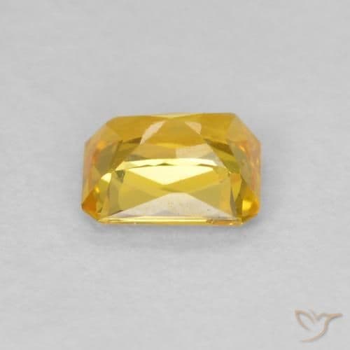 0.48ct Golden-Orange Sapphire, Emerald Cut, 4.7x3.9 mm