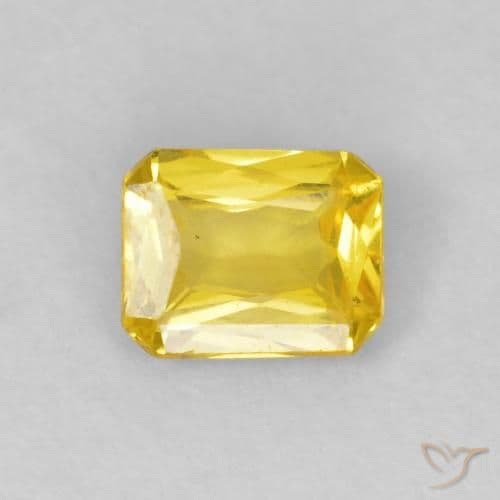 0.56ct Natural Medium Yellow Sapphire, Emerald Cut, 5x3.9 mm
