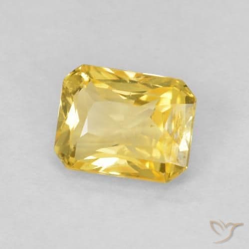 0.51ct Natural Deep Yellow Sapphire, Emerald Cut, 5.1x4 mm
