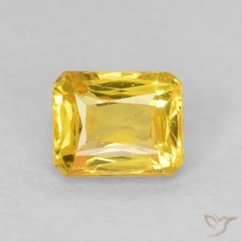 0.51ct Natural Deep Yellow Sapphire, Emerald Cut, 5.1x4 mm