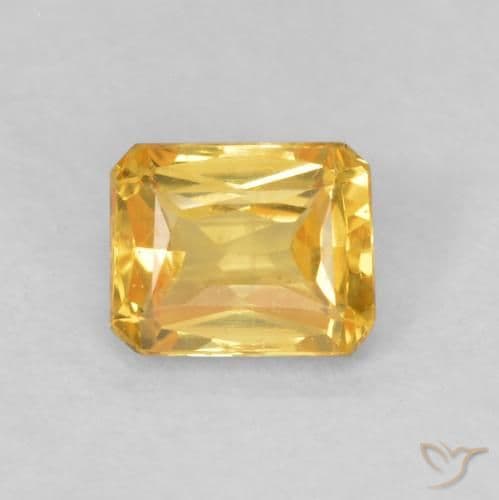 0.59ct Deep Golden Orange Sapphire, Emerald Cut, 5x4 mm