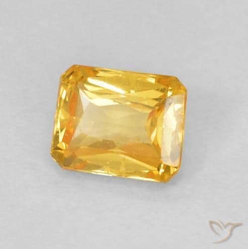 0.59ct Deep Golden Orange Sapphire, Emerald Cut, 5x4 mm
