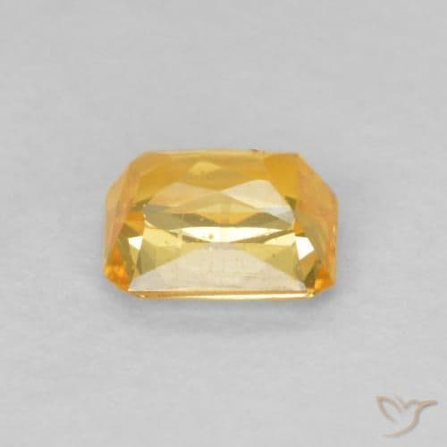 0.59ct Deep Golden Orange Sapphire, Emerald Cut, 5x4 mm