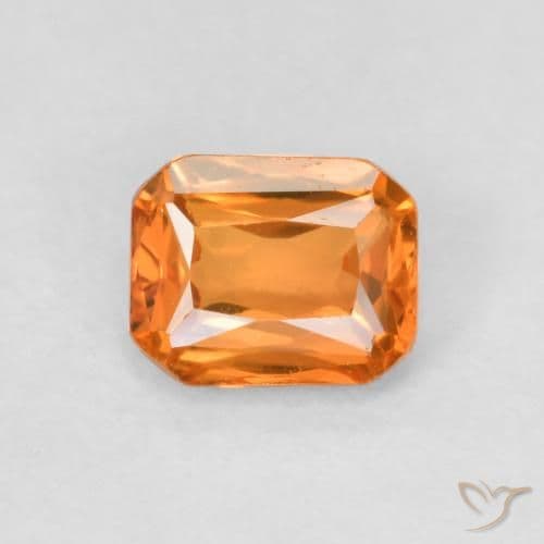 0.53ct Natural Warm Orange Sapphire, Emerald Cut, 4.8x3.9 mm