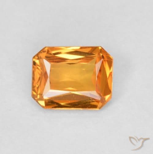 0.55ct Medium Orange Sapphire, Emerald Cut, 4.9x3.9 mm