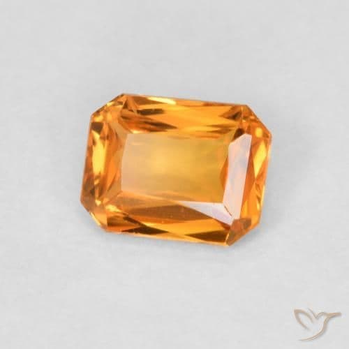 0.45ct Medium Orange Sapphire, Emerald Cut, 4.9x3.8 mm