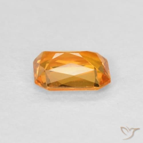 0.45ct Medium Orange Sapphire, Emerald Cut, 4.9x3.8 mm