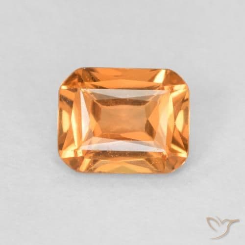 0.51ct Natural Medium Orange Sapphire, Emerald Cut, 5x4 mm