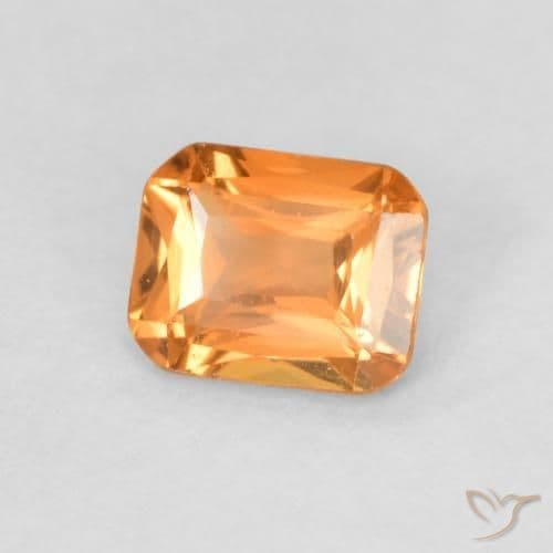 0.51ct Natural Medium Orange Sapphire, Emerald Cut, 5x4 mm