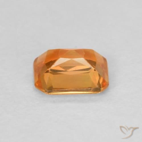 0.51ct Natural Medium Orange Sapphire, Emerald Cut, 5x4 mm
