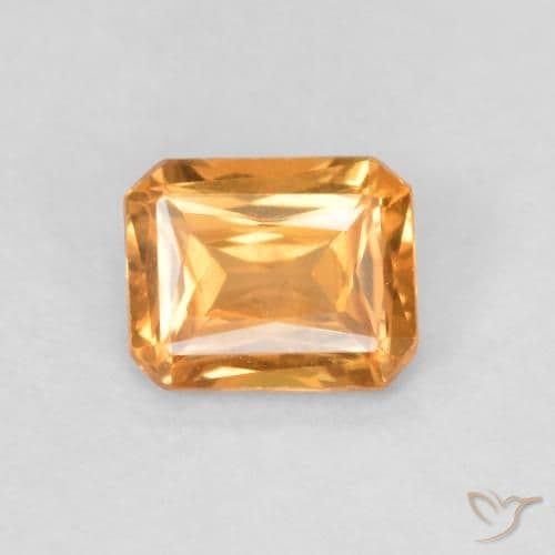 0.67ct Apricot Orange Sapphire, Emerald Cut, 4.8x4.1 mm