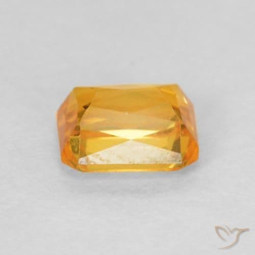 0.66ct Dark Orange-Gold Sapphire, Emerald Cut, 5x4 mm