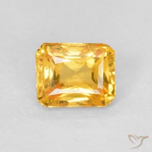 0.53ct Deep Orange-Gold Sapphire, Emerald Cut, 4.8x3.9 mm