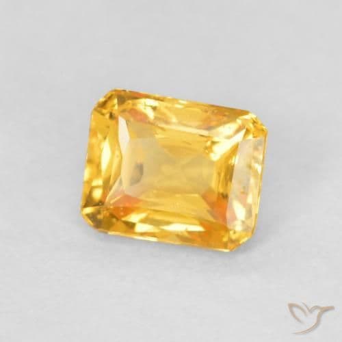 0.53ct Deep Orange-Gold Sapphire, Emerald Cut, 4.8x3.9 mm