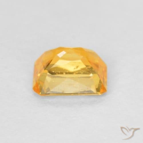 0.53ct Deep Orange-Gold Sapphire, Emerald Cut, 4.8x3.9 mm