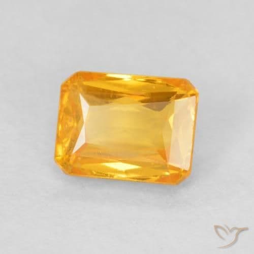 0.68ct Natural Orange-Gold Sapphire, Emerald Cut, 5.1x4 mm