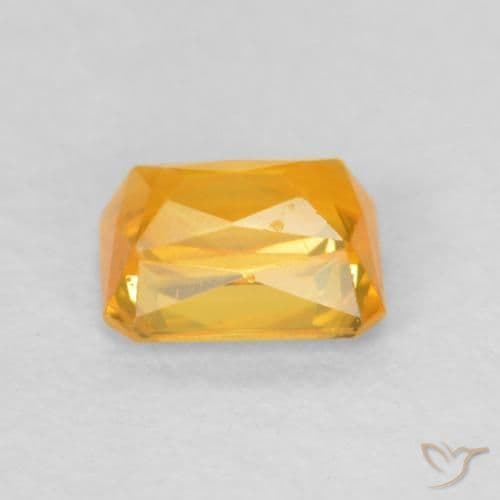 0.68ct Natural Orange-Gold Sapphire, Emerald Cut, 5.1x4 mm