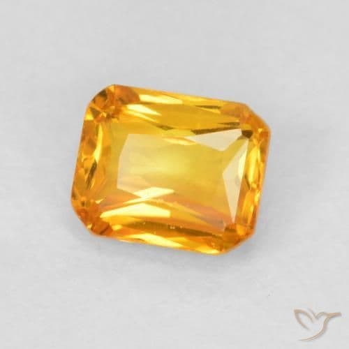 0.67ct Apricot Orange Sapphire, Emerald Cut, 4.8x4.1 mm