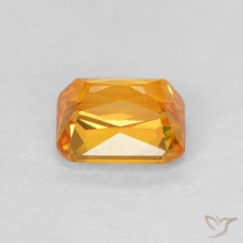 0.67ct Apricot Orange Sapphire, Emerald Cut, 4.8x4.1 mm