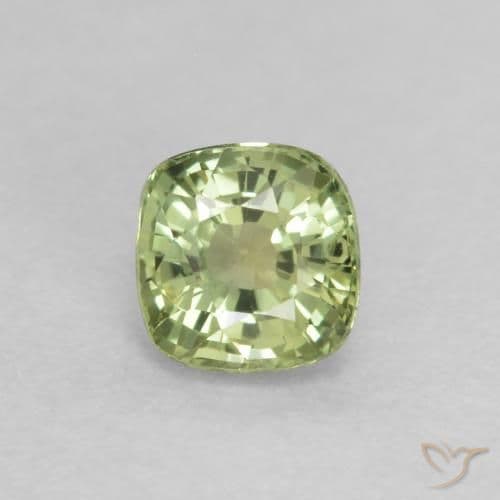 0.55ct Natural Light Green Sapphire, Cushion Cut, 4.2x4.2 mm