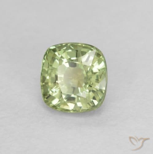 0.55ct Natural Light Green Sapphire, Cushion Cut, 4.2x4.2 mm
