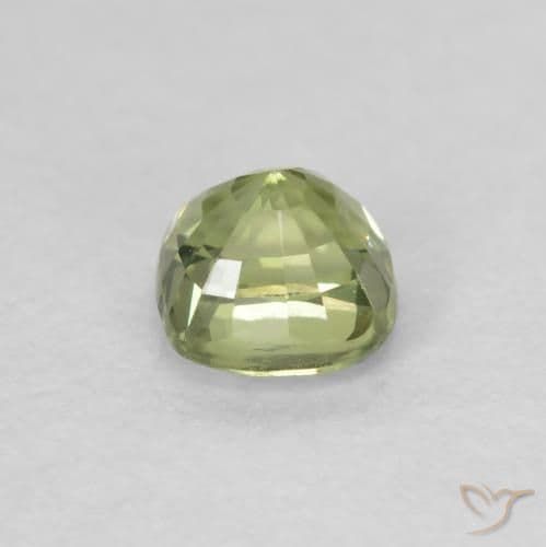 0.55ct Natural Light Green Sapphire, Cushion Cut, 4.2x4.2 mm