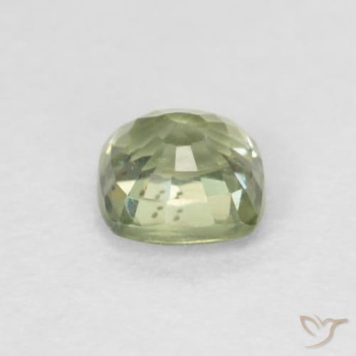 0.57ct Very Light Green Sapphire, Cushion Cut, 4.4x4.4 mm