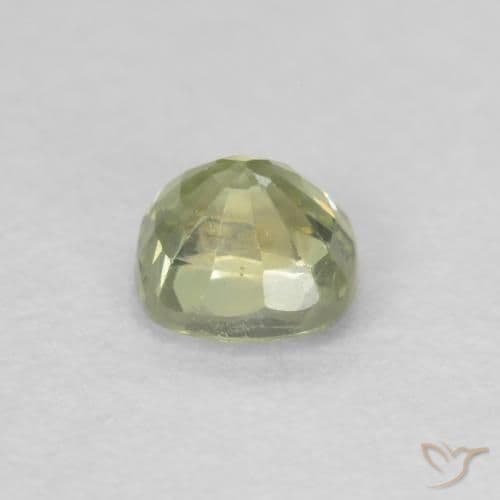 0.50ct Light Yellow Green Sapphire, Cushion Cut, 4.2x4.2 mm