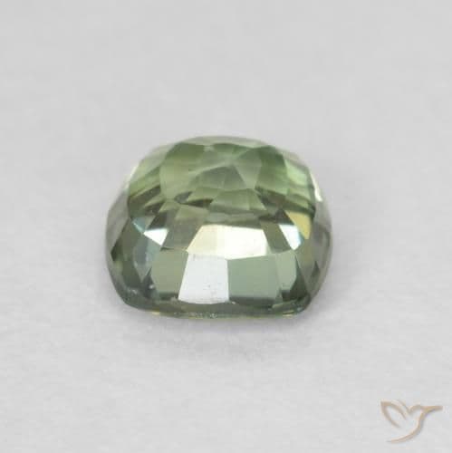0.69ct Light Sage Green Sapphire, Cushion Cut, 4.8x4.7 mm