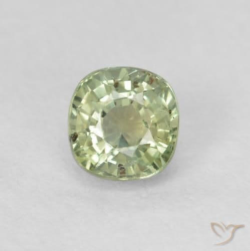 0.55ct Very Light Sage Green Sapphire, Cushion Cut, 4.2x4.1 mm