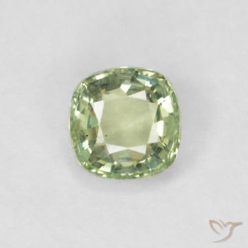 0.43ct Very Light Sage Green Sapphire, Cushion Cut, 4.2x4.1 mm