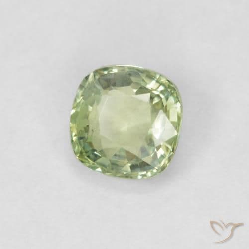 0.43ct Very Light Sage Green Sapphire, Cushion Cut, 4.2x4.1 mm