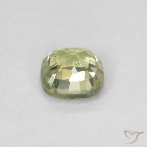 0.43ct Very Light Sage Green Sapphire, Cushion Cut, 4.2x4.1 mm