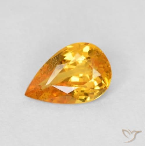 0.40ct Natural Orange-Gold Sapphire, Pear Shape, 5.8x3.9 mm