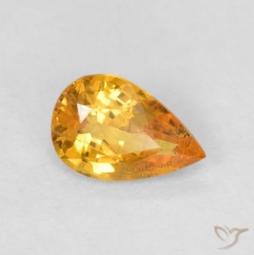 0.40ct Natural Orange-Gold Sapphire, Pear Shape, 5.8x3.9 mm