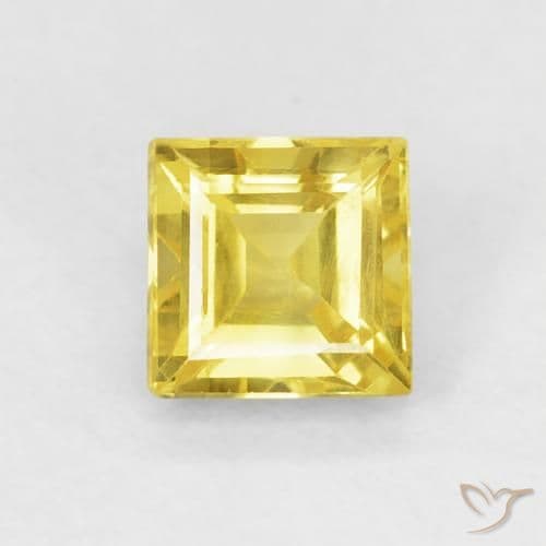0.65ct Natural Medium Yellow Sapphire, Square, 4.4x4.3 mm