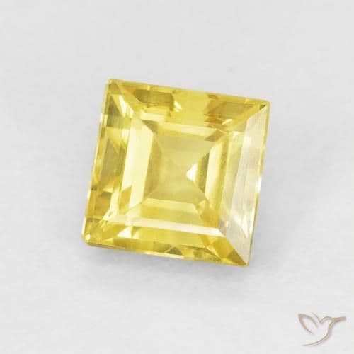 0.65ct Natural Medium Yellow Sapphire, Square, 4.4x4.3 mm