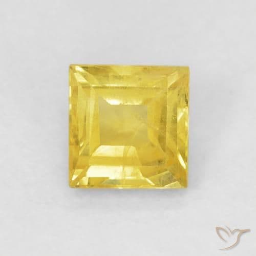 0.60ct Natural Medium Yellow Sapphire, Square, 4.4x4.3 mm