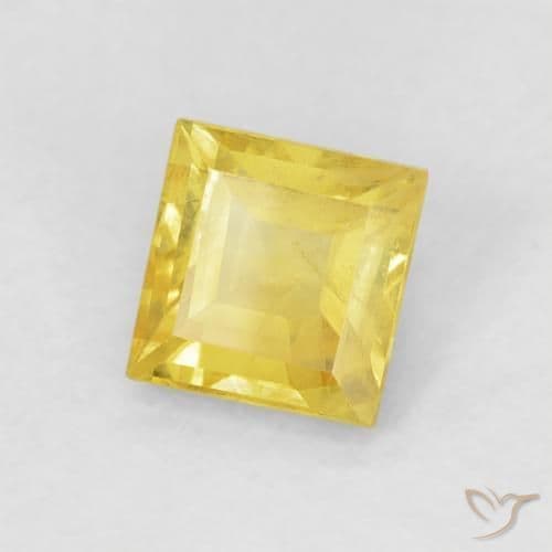 0.60ct Natural Medium Yellow Sapphire, Square, 4.4x4.3 mm