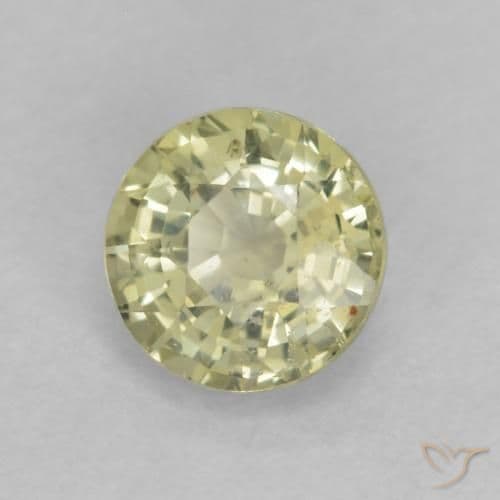 0.49ct Natural Light Yellow Sapphire, Round Cut, 4.48 mm