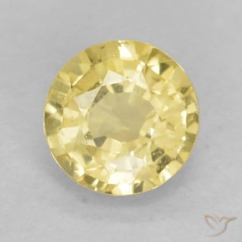 0.44ct Natural Light Yellow Sapphire, Round Cut, 4.46 mm