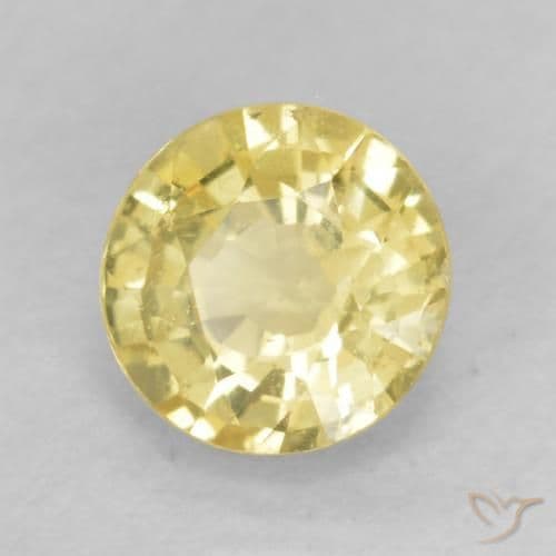 0.44ct Natural Light Yellow Sapphire, Round Cut, 4.46 mm